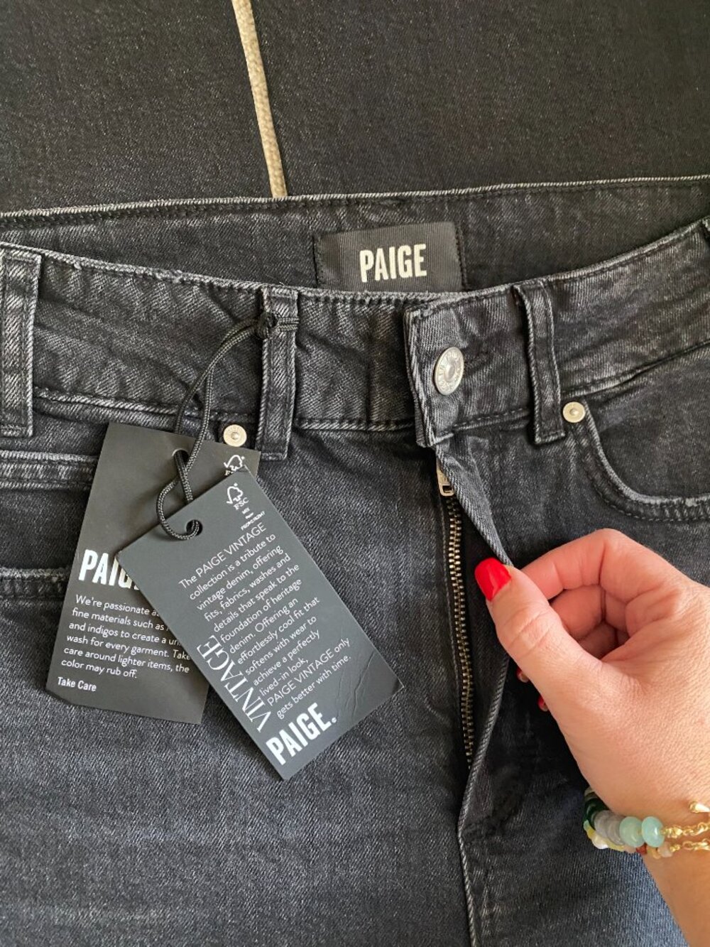 PAIGE NWT | 30" Sasha High-Rise Wide Leg Jean in Viper Black Distressed - Picture 8 of 16